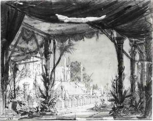 Stage set for 'Les Troyens', 1863 by Philippe Marie Chaperon