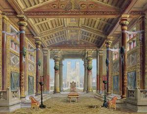 Set design for 'Athalie' by Jean Racine (1639-99) performed at the Comedie Francaise, 28th April 1892 by Philippe Marie Chaperon