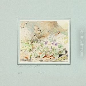 Forest Floor And Flowers On A Windowsill by Olaf August Hermansen