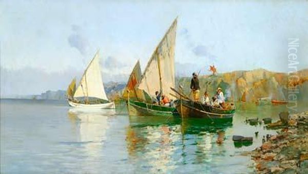 Barcas Y Pescadores Frente A La Costa. - view 1
