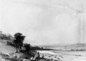 Heroult Vue De La Seine Avec Une Usine, Entre Rouen Et Paris by Antoine-Desire Heroult