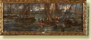 Port De Peche Au Crepuscule by Lievin Herremans
