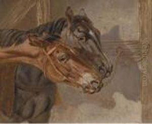 Horses Tethered In A Stable