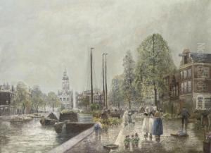 A Summer's Day On The Flowermarket With The Munttoren In The Distance, Amsterdam