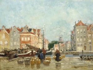 A View Of Amsterdam Canals by Hans Herrmann