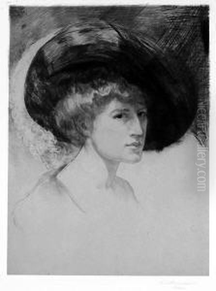 Bildnis Von Fraulein Luise
Werber (frau Paul Herrmann), Mit Grosem, Federgeschmucktem Hut - view 1