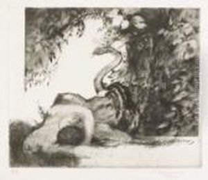Adam Und Eva, Von Schlange Umwunden by Paul Herrmann