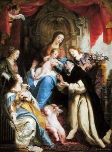 The Virgin Offering the Rosary to St. Dominic, 1641 by Gaspard de Crayer