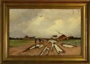 A Street Scenery From Skagen Village, Denmark by Oscar Herschend