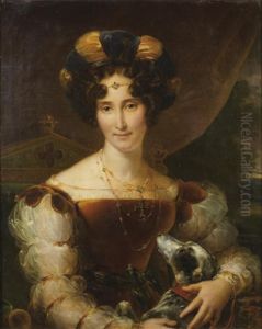 Portrait De Femme Au Turban Avec Son Chien by Louis Hersent