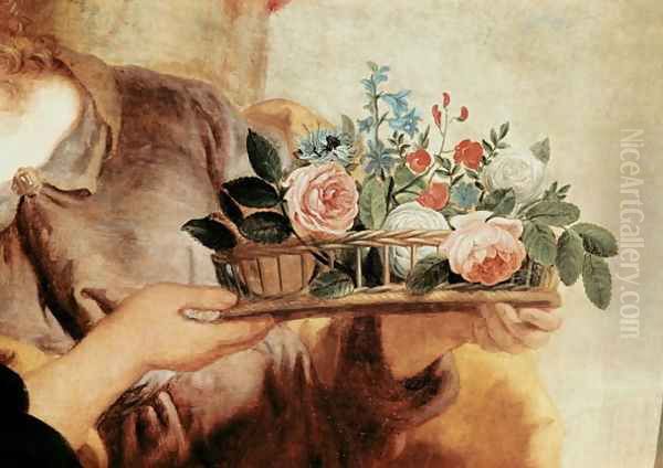 Our Lady of the Rosary, detail of the basket of flowers - view 1