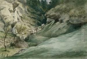 Felslandschaft Bei Herrnskretsche by Albert Hertel