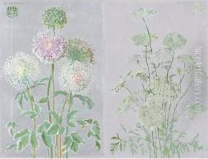 Allium And Queen Anne's Lace: A Pair Of Paintings by Adele Herter