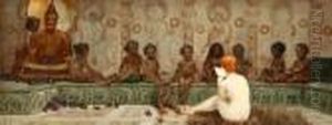 Figure Reading To Children by Albert Herter