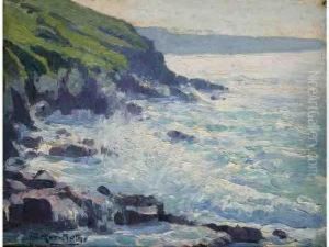 Roches Blanches Et Brume Matinale Pres De Treboul by Jules Alfred Herve-Mathe