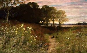 Landscape with Wild Flowers and Rabbits by Robert Collinson