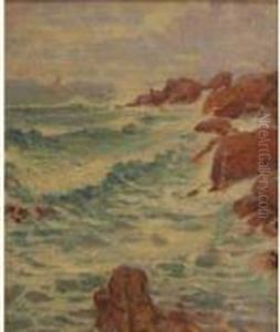 Herve-mathe - Cote Rocheuse by Jules Alfred Herve-Mathe