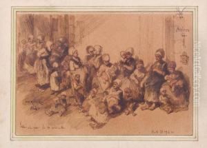 La Foire Aux Nourrices A Amiens by Louis Adolphe Hervier