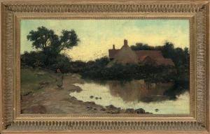 A Stroll By The Pond by Louis Adolphe Hervier