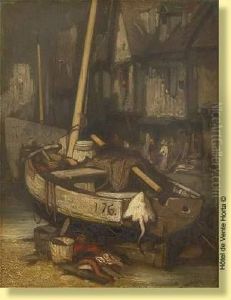 Bateau De Peche En Calle Seche by Louis Adolphe Hervier