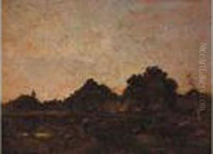 Les Chaumieres A L'oree Du Bois by Louis Adolphe Hervier