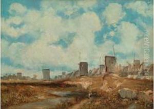 Moulins Sur La Route De Migny by Louis Adolphe Hervier