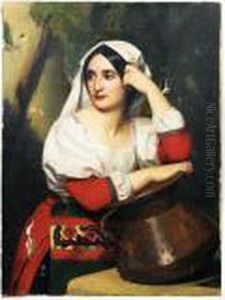Jeune Italienne A La Fontaine by Alexandre-Jean-Baptiste Hesse