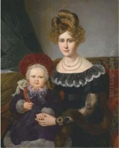 Portrait De Dame Assise, Son Fils Sur Ses Genoux Portrait De Dame Assise, Son Fils Sur Ses Genoux