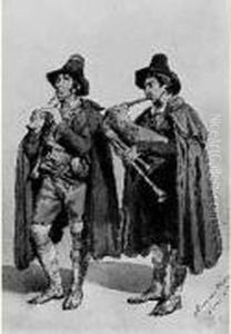 Les Pifferari by Alexandre-Jean-Baptiste Hesse
