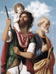 St Christopher with the Infant Christ and St Peter 1504-06 by Giovanni Battista Cima da Conegliano