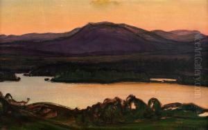 Aftonrodnad Over Norrlandskt Landskap by Otto Hesselbom