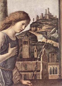The Annunciation (detail) 1495 by Giovanni Battista Cima da Conegliano