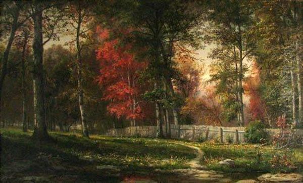 Autumn At Scalp Level With Wooden Fence,1873 - view 1