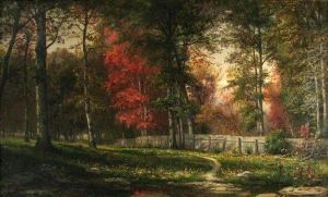 Autumn At Scalp Level With Wooden Fence,1873 by George Hetzel