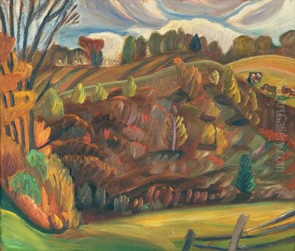 Hillside With Cows Grazing - view 1