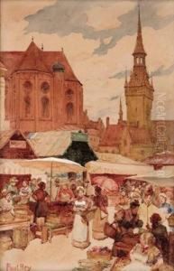 Auf Dem Markt Bei Munchen by Paul Hey