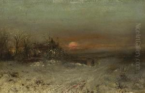 Winterlandschaft Im
 Abendlicht. by Joseph Friedrich N. Heydendahl