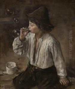 Boy Blowing Bobbles by Hans Olaf Heyerdahl