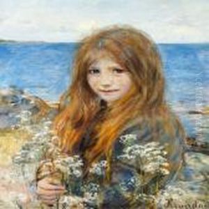 Little Girl On The Beach by Hans Olaf Heyerdahl