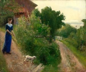 Aftentur Olje Pa Lerret by Hans Olaf Heyerdahl