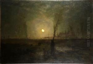 Promeneur Au Clair De Lune. by Adriaan Jozef Heymans