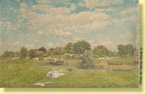 Porteuse D'eau En Bord De Canal by Adriaan Jozef Heymans