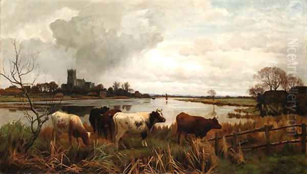 Cattle in a water meadow - view 1