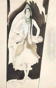 Costume Design for Snegurochka - Act 1 by Sergei Vasil'evich Chekhonin