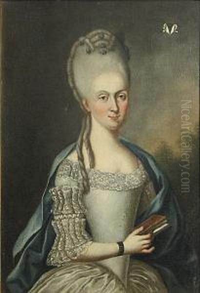A Portrait Of A Lady, Half-length, Holding A Book - view 1