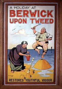 "A Holiday at Berwick Restores Youthful Vigour", tourism poster, 1913 by R.C. Clements