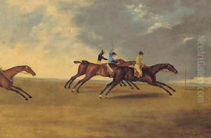 Lord Grosvenor's Enterprise winning from Waty and Hannibal at Brighton Races, 1804 by Edwin Cooper
