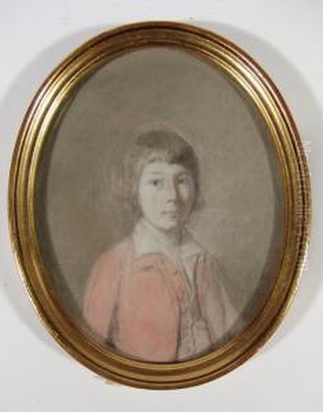 Oval Pastel Portrait Of A Boy - view 1