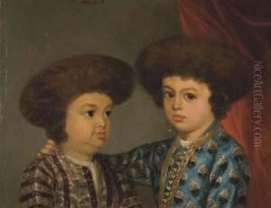 Portrait De Deux Enfants Indiens by Thomas Hickey