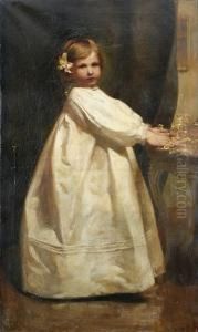 Young Girl Standing At A Table by George Elgar Hicks